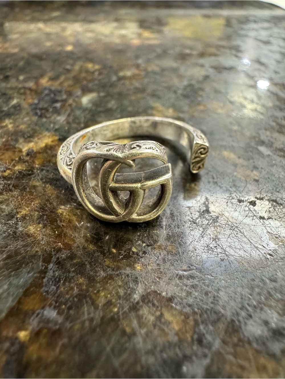 Gucci GG Marmont Key Ring 925 Sterling Silver - Size 9